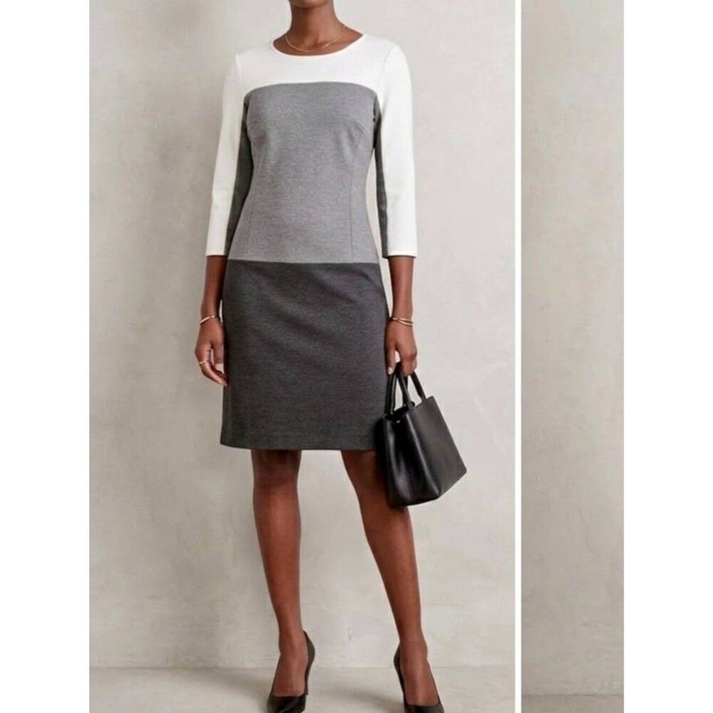 Ann Taylor Color-Block Ponte Knit Stretch Sheath Dress Size 8